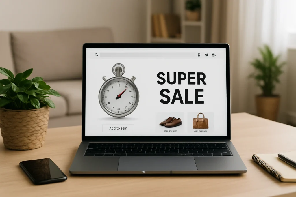 Laptop displaying online store with fast performance 